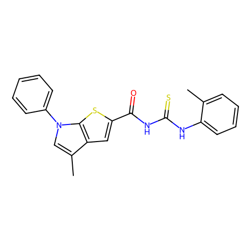 4-methyl-6-phenyl-N-(o-tolylcarbamothioyl)-6H-thieno[2,3-b]pyrrole-2-carboxamide structure