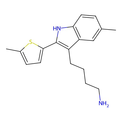 4-[5-methyl-2-(5-methylthiophen-2-yl)-1H-indol-3-yl]butan-1-amine structure