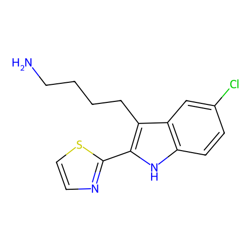 4-[5-chloro-2-(1,3-thiazol-2-yl)-1H-indol-3-yl]butan-1-amine structure