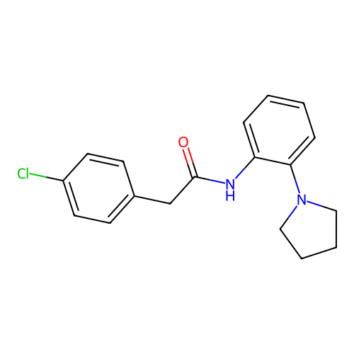 2-(4-chlorophenyl)-N-(2-(pyrrolidin-1-yl)phenyl)acetamide structure
