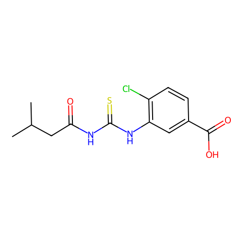 4-Chloro-3-{[(3-methylbutanoyl)carbamothioyl]amino}benzoic acid structure