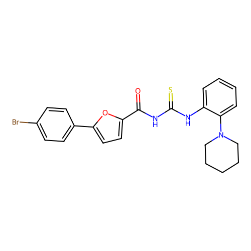 5-(4-bromophenyl)-N-{[2-(piperidin-1-yl)phenyl]carbamothioyl}furan-2-carboxamide structure