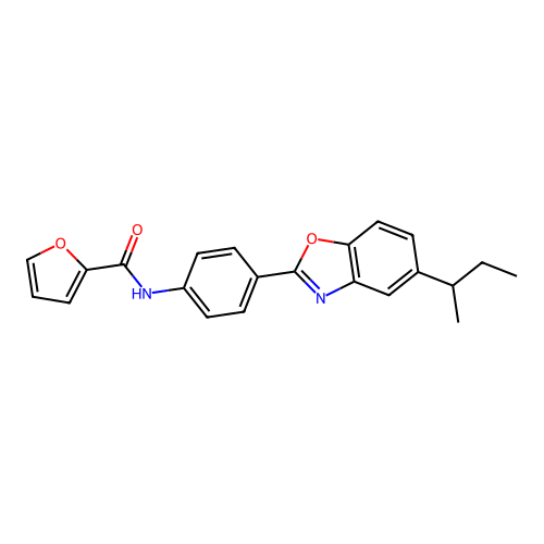 N-(4-(5-(sec-butyl)benzo[d]oxazol-2-yl)phenyl)furan-2-carboxamide structure