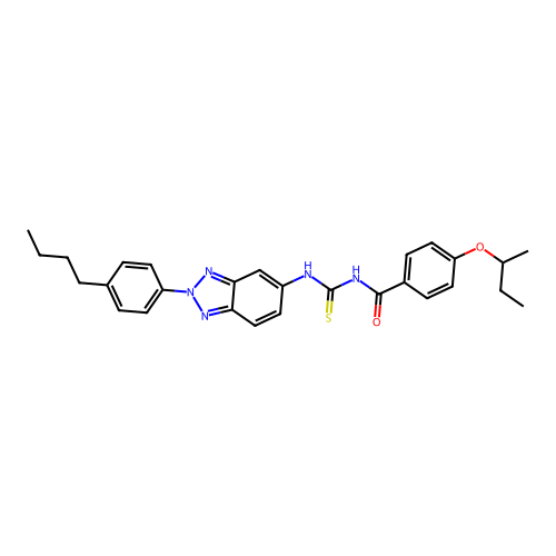 4-(butan-2-yloxy)-N-{[2-(4-butylphenyl)-2H-benzotriazol-5-yl]carbamothioyl}benzamide structure