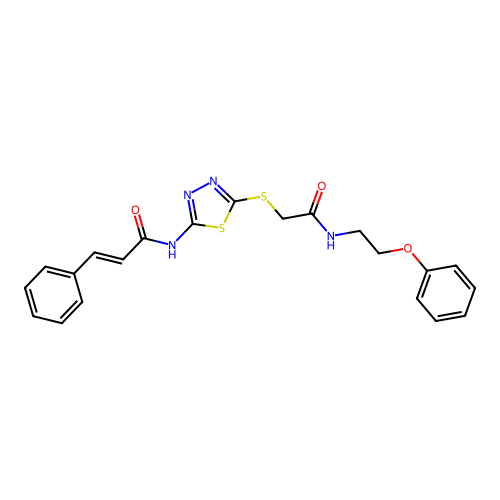 N-(5-((2-oxo-2-((2-phenoxyethyl)amino)ethyl)thio)-1,3,4-thiadiazol-2-yl)cinnamamide structure