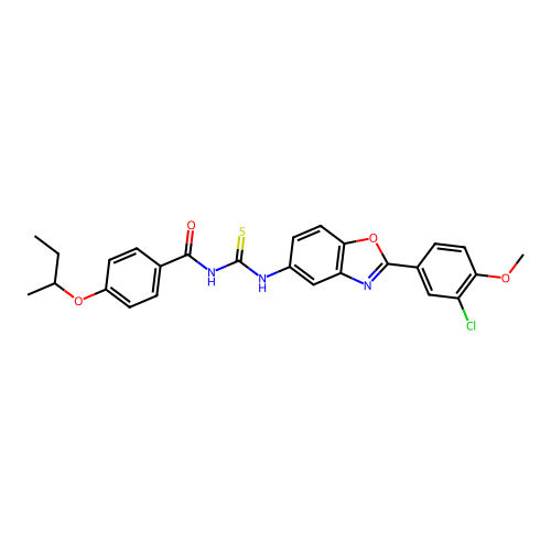 4-(sec-butoxy)-N-((2-(3-chloro-4-methoxyphenyl)benzo[d]oxazol-5-yl)carbamothioyl)benzamide structure