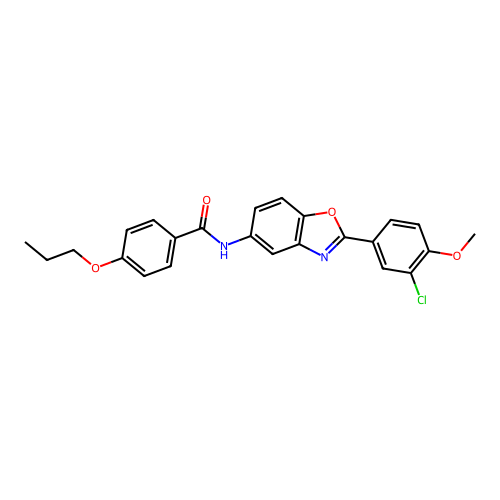 N-[2-(3-chloro-4-methoxyphenyl)-1,3-benzoxazol-5-yl]-4-propoxybenzamide structure