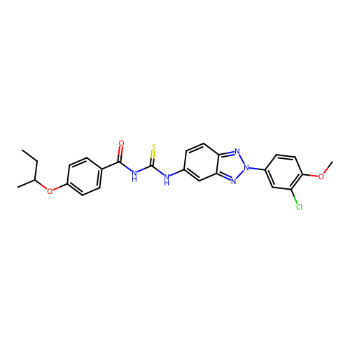 4-(butan-2-yloxy)-N-{[2-(3-chloro-4-methoxyphenyl)-2H-benzotriazol-5-yl]carbamothioyl}benzamide structure