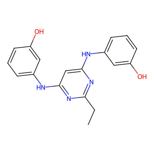2-ethyl-N,N'-bis(3-hydroxyphenyl)pyrimidine-4,6-diamine structure