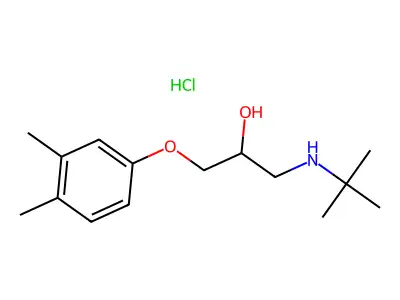 1-(Tert-butylamino)-3-(3,4-dimethylphenoxy)-2-propanol hydrochloride structure