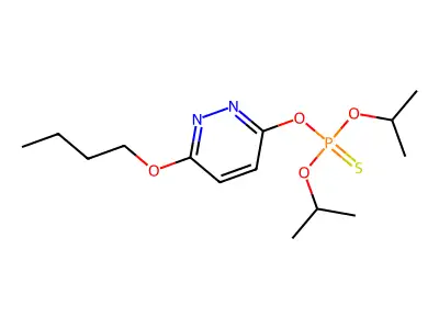 Phosphorothioic acid, O,O-bis(1-methylethyl) O-(6-butoxy-3-pyridazinyl) ester structure