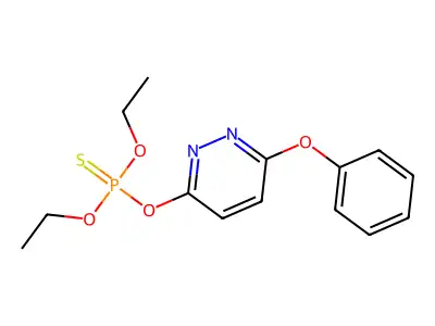 Phosphorothioic acid, O,O-diethyl O-(6-phenoxy-3-pyridazinyl) ester structure