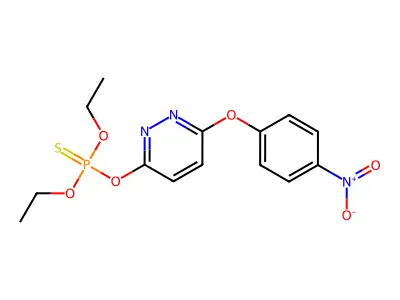 Phosphorothioic acid, O,O-diethyl O-(6-(4-nitrophenoxy)-3-pyridazinyl) ester structure