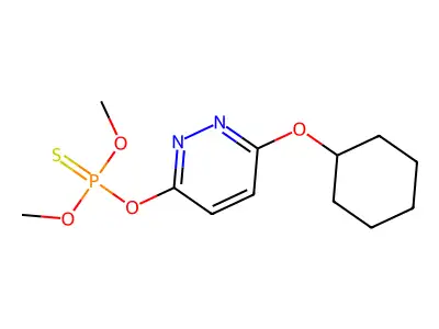 Phosphorothioic acid, O-(6-(cyclohexyloxy)-3-pyridazinyl) O,O-dimethyl ester structure