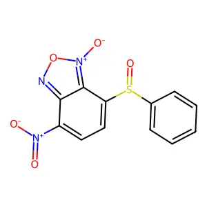 7-(Benzenesulfinyl)-4-nitro-1-oxo-2,1lambda~5~,3-benzoxadiazole structure