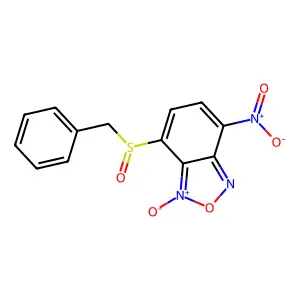 4-Nitro-1-oxo-7-(phenylmethanesulfinyl)-2,1lambda~5~,3-benzoxadiazole structure