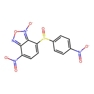 7-Nitro-4-(4-nitrophenyl)sulfinyl-3-oxido-2,1,3-benzoxadiazol-3-ium structure