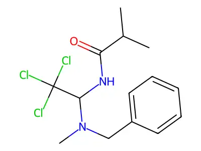 N-{1-[benzyl(methyl)amino]-2,2,2-trichloroethyl}-2-methylpropanamide structure