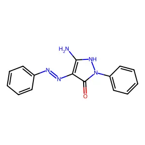 (4E)-5-amino-2-phenyl-4-(phenylhydrazinylidene)pyrazol-3-one structure