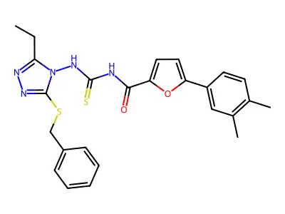N-[(3-benzylsulfanyl-5-ethyl-1,2,4-triazol-4-yl)carbamothioyl]-5-(3,4-dimethylphenyl)furan-2-carboxamide structure