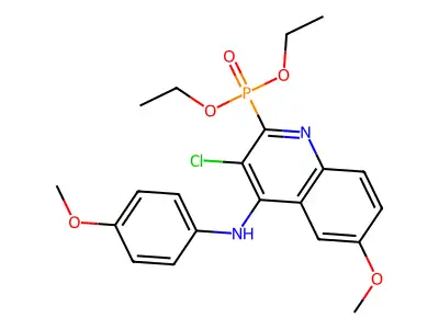 3-chloro-2-diethoxyphosphoryl-6-methoxy-N-(4-methoxyphenyl)quinolin-4-amine structure