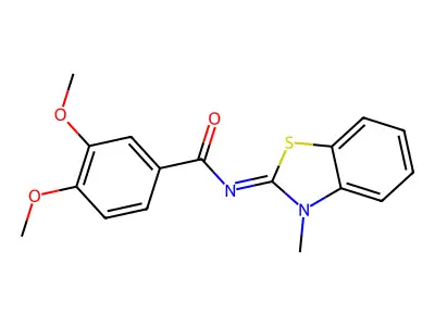 3,4-dimethoxy-N-(3-methyl-1,3-benzothiazol-2-ylidene)benzamide structure