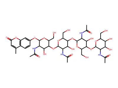 4-Methylumbelliferyl N,N',N'',N'''-tetraacetyl-b-D-chitotetraoside structure