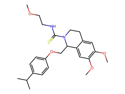 6,7-dimethoxy-N-(2-methoxyethyl)-1-[(4-propan-2-ylphenoxy)methyl]-3,4-dihydro-1H-isoquinoline-2-carbothioamide structure