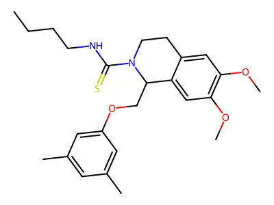 N-butyl-1-[(3,5-dimethylphenoxy)methyl]-6,7-dimethoxy-3,4-dihydro-1H-isoquinoline-2-carbothioamide structure