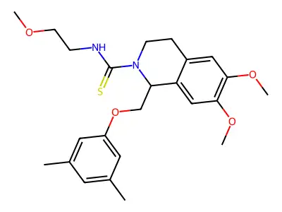1-[(3,5-dimethylphenoxy)methyl]-6,7-dimethoxy-N-(2-methoxyethyl)-1,2,3,4-tetrahydroisoquinoline-2-carbothioamide structure
