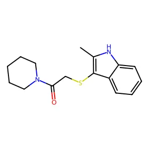 2-[(2-methyl-1H-indol-3-yl)sulfanyl]-1-piperidin-1-ylethanone structure