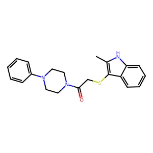 2-((2-methyl-1H-indol-3-yl)thio)-1-(4-phenylpiperazin-1-yl)ethanone structure