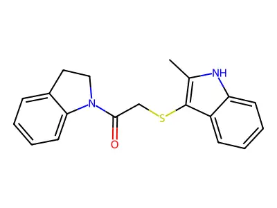 1-(indolin-1-yl)-2-((2-methyl-1H-indol-3-yl)thio)ethanone structure