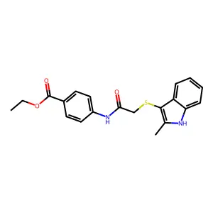 ethyl 4-(2-((2-methyl-1H-indol-3-yl)thio)acetamido)benzoate structure