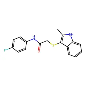 N-(4-fluorophenyl)-2-[(2-methyl-1H-indol-3-yl)sulfanyl]acetamide structure