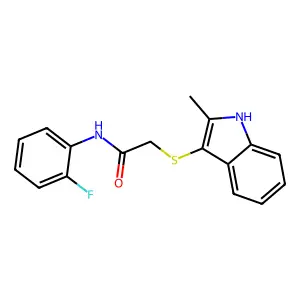 N-(2-fluorophenyl)-2-[(2-methyl-1H-indol-3-yl)sulfanyl]acetamide structure
