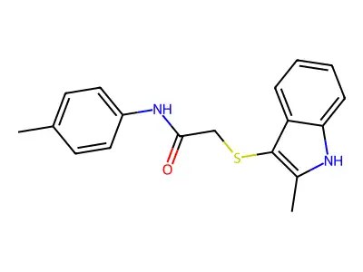 2-[(2-methyl-1H-indol-3-yl)sulfanyl]-N-(4-methylphenyl)acetamide structure