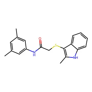 N-(3,5-dimethylphenyl)-2-[(2-methyl-1H-indol-3-yl)sulfanyl]acetamide structure