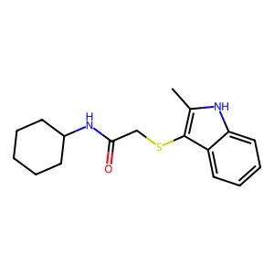 N-cyclohexyl-2-[(2-methyl-1H-indol-3-yl)sulfanyl]acetamide structure