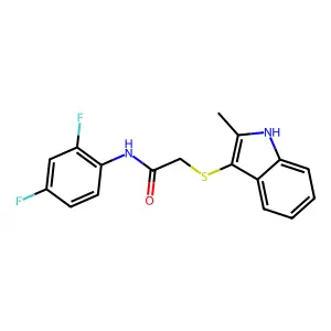 N-(2,4-difluorophenyl)-2-[(2-methyl-1H-indol-3-yl)sulfanyl]acetamide structure