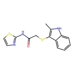 2-[(2-methyl-1H-indol-3-yl)sulfanyl]-N-(1,3-thiazol-2-yl)acetamide structure