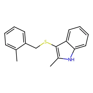 2-methyl-3-((2-methylbenzyl)thio)-1H-indole structure