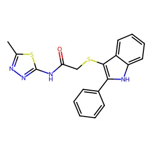 N-(5-methyl-1,3,4-thiadiazol-2-yl)-2-[(2-phenyl-1H-indol-3-yl)sulfanyl]acetamide structure