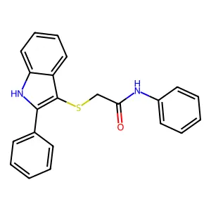 N-phenyl-2-[(2-phenyl-1H-indol-3-yl)sulfanyl]acetamide structure
