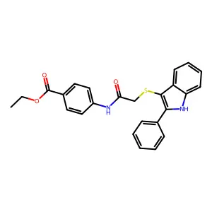 ethyl 4-(2-((2-phenyl-1H-indol-3-yl)thio)acetamido)benzoate structure