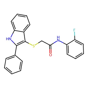 N-(2-fluorophenyl)-2-[(2-phenyl-1H-indol-3-yl)sulfanyl]acetamide structure