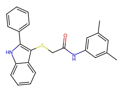 N-(3,5-dimethylphenyl)-2-[(2-phenyl-1H-indol-3-yl)sulfanyl]acetamide structure