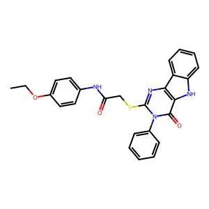 N-(4-ethoxyphenyl)-2-({4-oxo-3-phenyl-3H,4H,5H-pyrimido[5,4-b]indol-2-yl}sulfanyl)acetamide structure