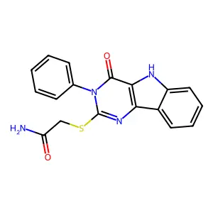 2-[(4-oxo-3-phenyl-5H-pyrimido[5,4-b]indol-2-yl)sulfanyl]acetamide structure