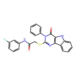 N-(3-fluorophenyl)-2-({4-oxo-3-phenyl-3H,4H,5H-pyrimido[5,4-b]indol-2-yl}sulfanyl)acetamide structure